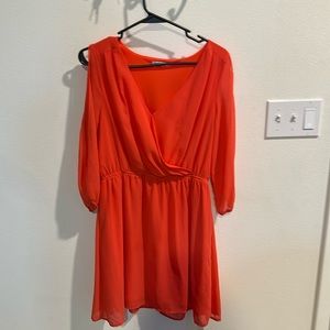 Slit sleeves, coral dress